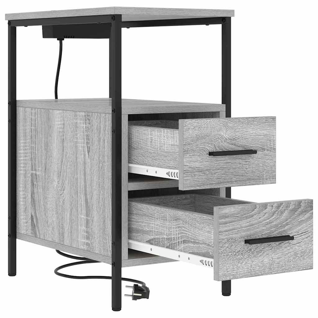 vidaXL Nachttisch Graues Sonoma 30 x 48 x 61 cm Holzwerkstoff