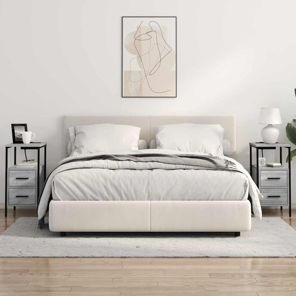 vidaXL Table de chevet 2 pcs Gris Sonoma 30 x 48 x 61 cm Bois d'ingénierie