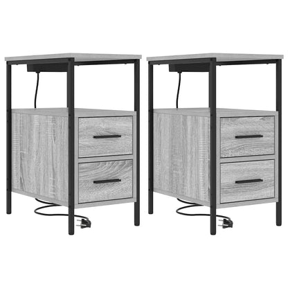 vidaXL Table de chevet 2 pcs Gris Sonoma 30 x 48 x 61 cm Bois d'ingénierie