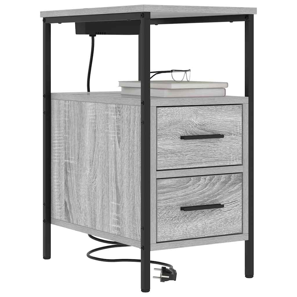 vidaXL Table de chevet 2 pcs Gris Sonoma 30 x 48 x 61 cm Bois d'ingénierie