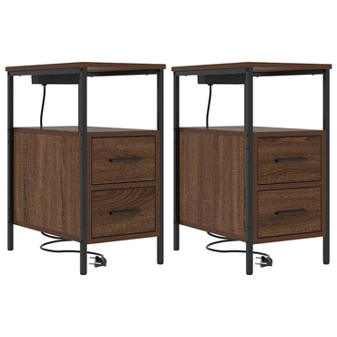 vidaXL Nachttisch 2 pcs Braun Eichen-Optik 30 x 48 x 61 cm