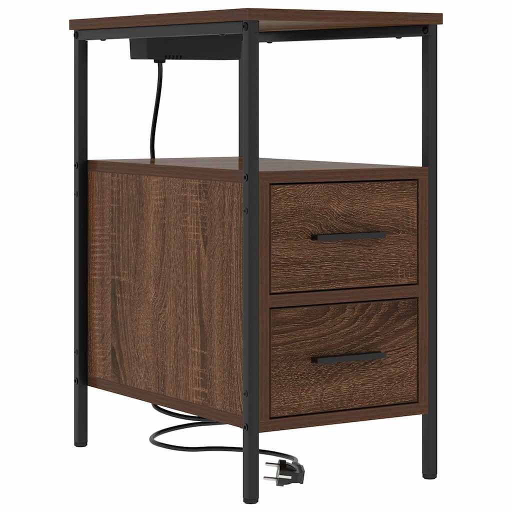 Nachttisch 2 pcs Braun Eichen-Optik 30 x 48 x 61 cm