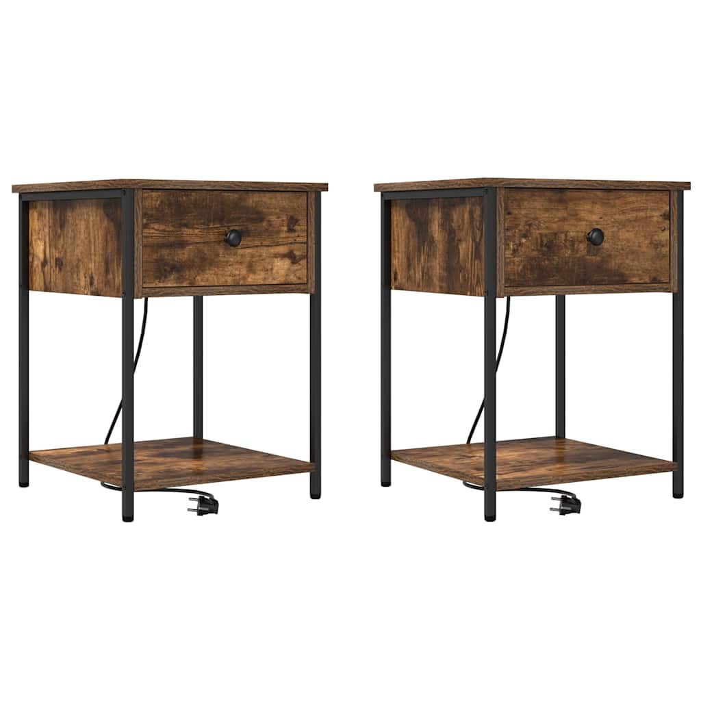 vidaXL Nachttisch 2 pcs Geräucherte Eiche 42 x 41 x 56 cm