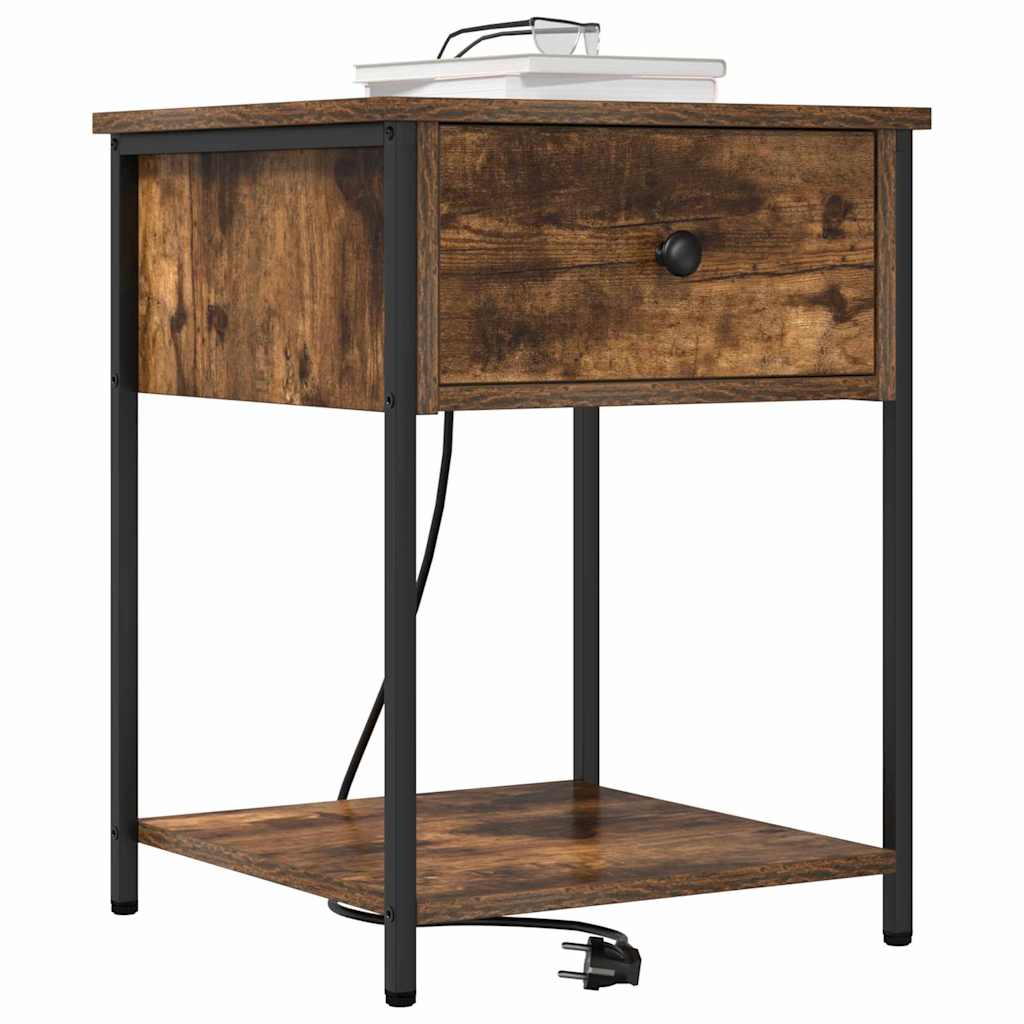 vidaXL Nachttisch 2 pcs Geräucherte Eiche 42 x 41 x 56 cm