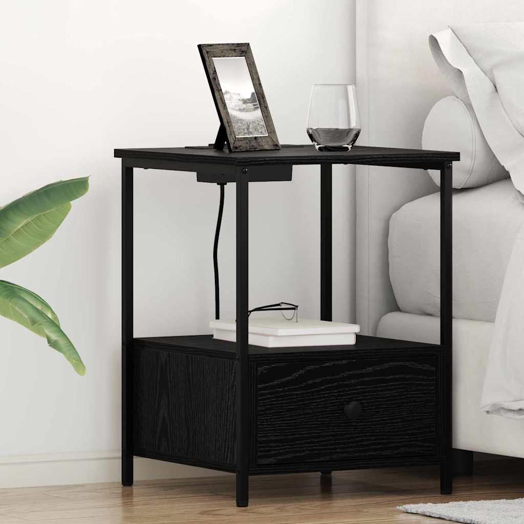 vidaXL Nachttisch 2 pcs Schwarz Eichen-Optik 42 x 41 x 56 cm