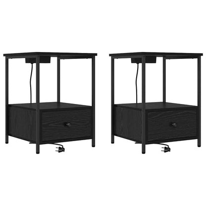 vidaXL Nachttisch 2 pcs Schwarz Eichen-Optik 42 x 41 x 56 cm