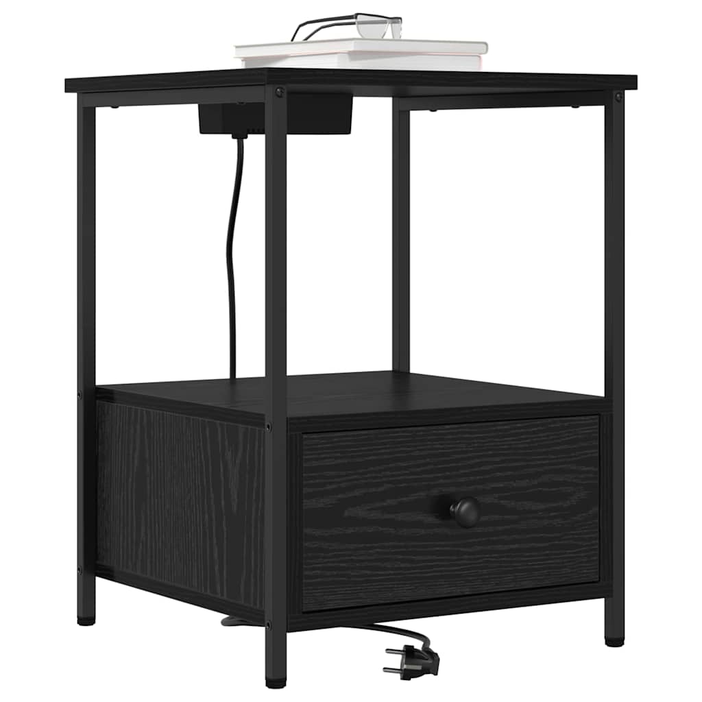 vidaXL Nachttisch 2 pcs Schwarz Eichen-Optik 42 x 41 x 56 cm