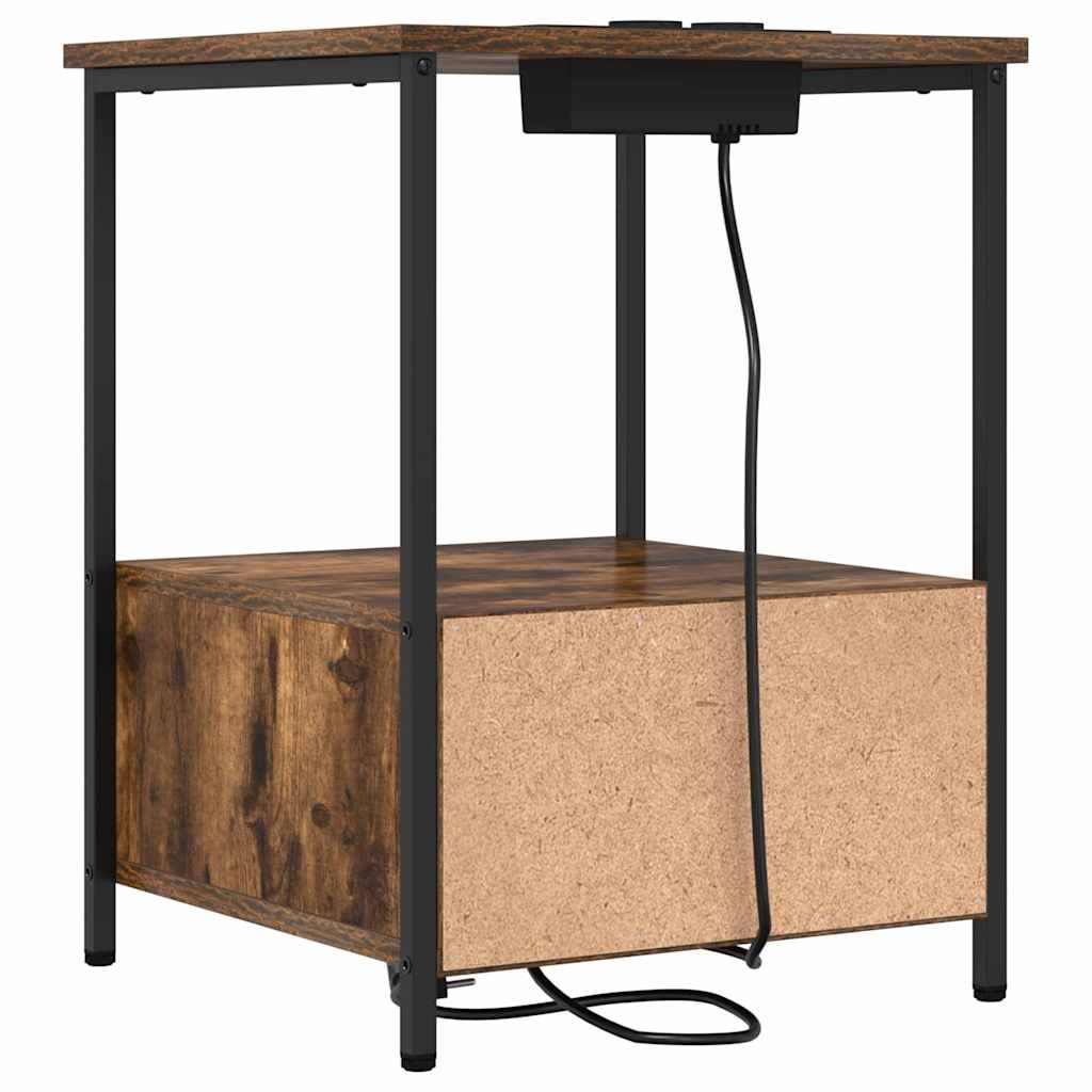 vidaXL Nachttisch mit Speicher 2 pcs Geräucherte Eiche 42 x 41 x 56 cm