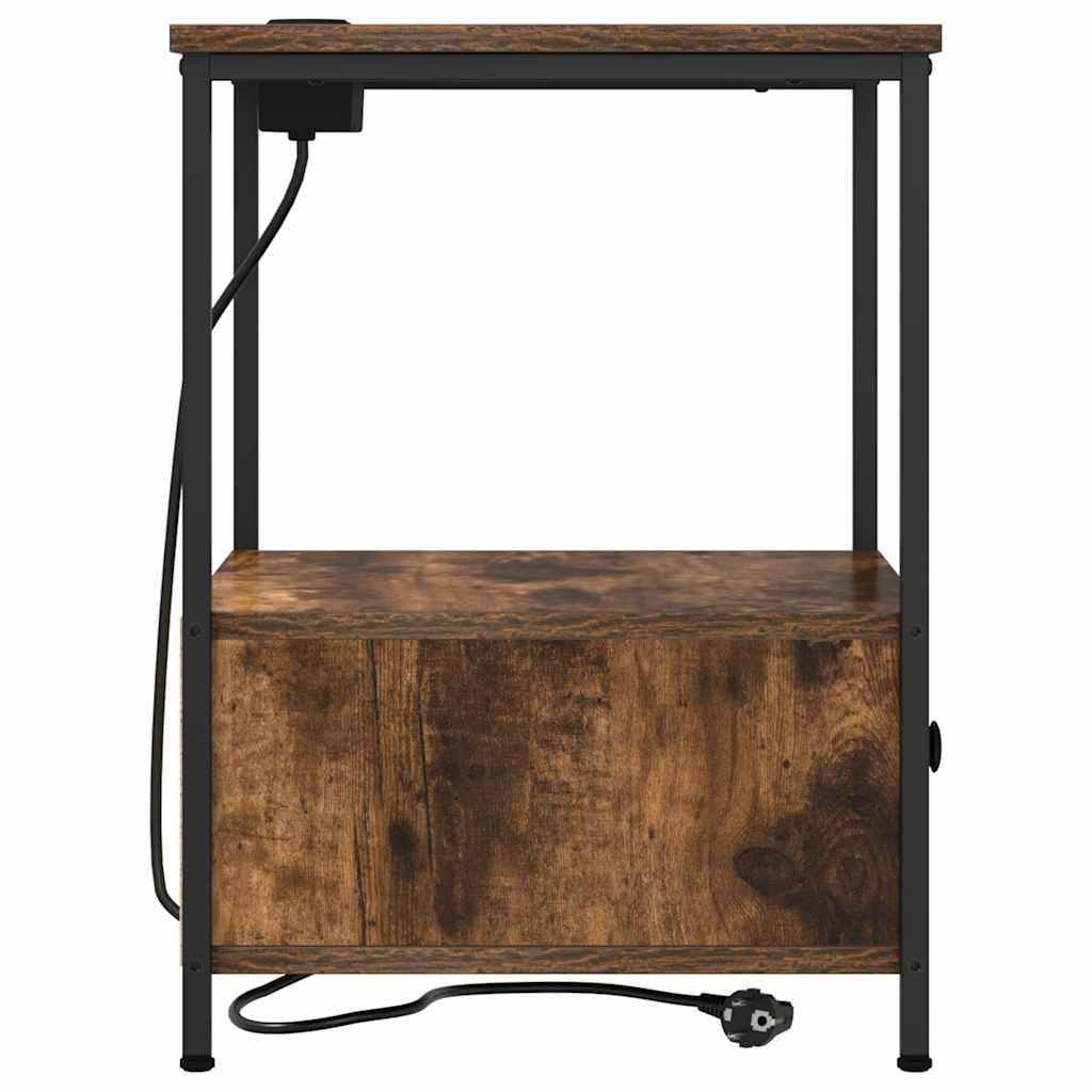 vidaXL Nachttisch mit Speicher 2 pcs Geräucherte Eiche 42 x 41 x 56 cm