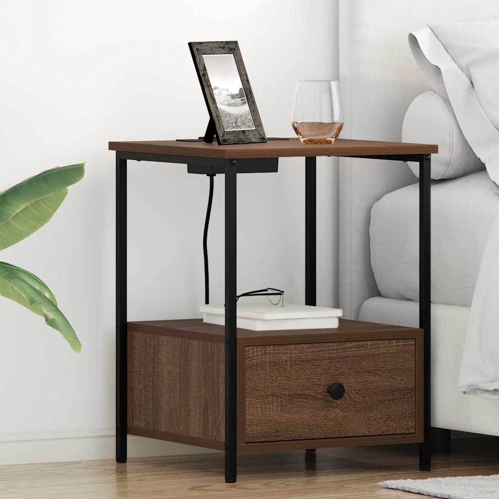 vidaXL Table de chevet 2 pcs Aspect chêne marron 42 x 41 x 56 cm