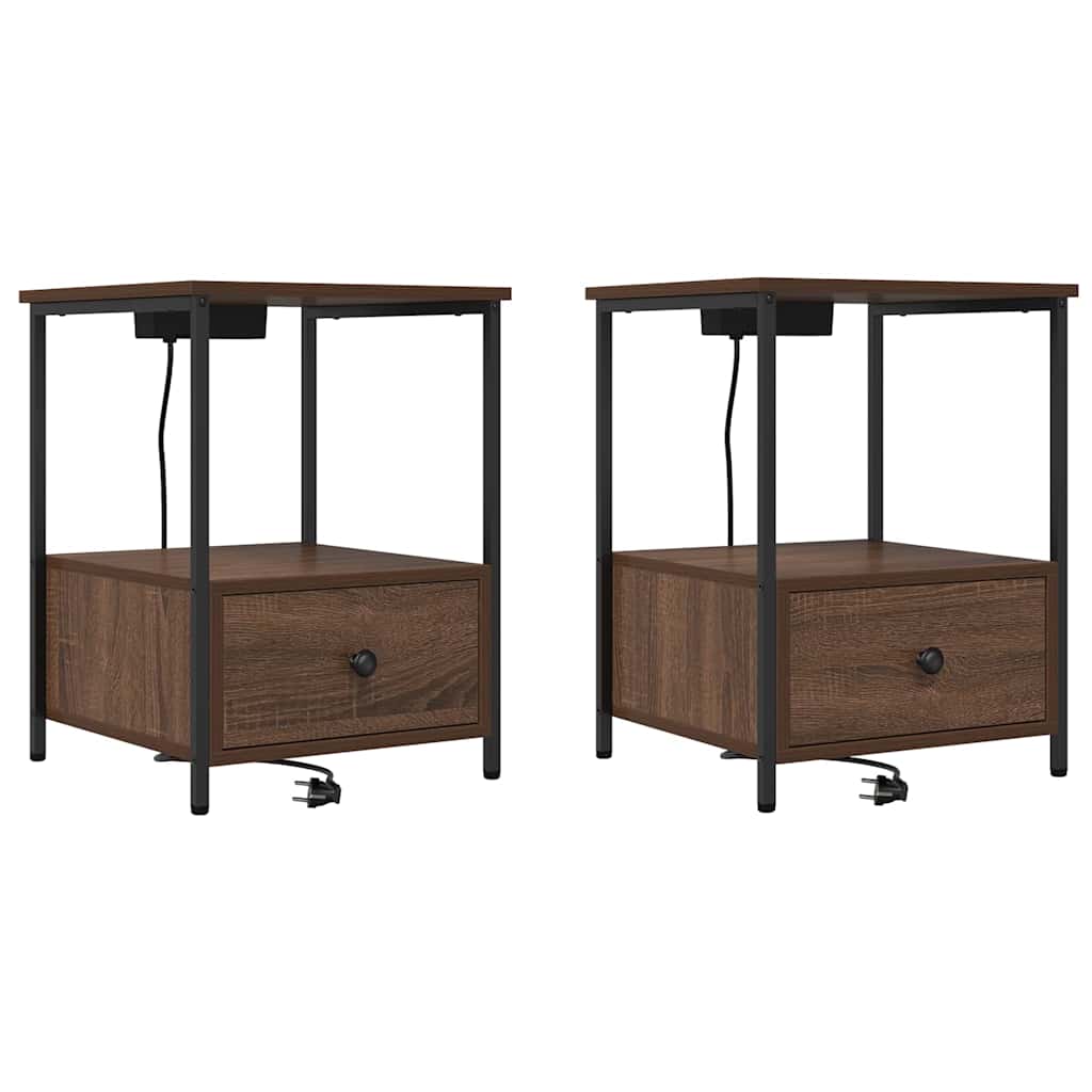 vidaXL Table de chevet 2 pcs Aspect chêne marron 42 x 41 x 56 cm