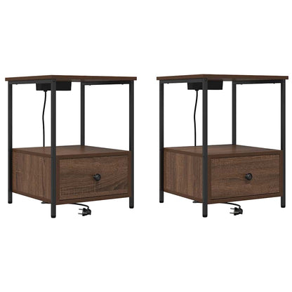 vidaXL Table de chevet 2 pcs Aspect chêne marron 42 x 41 x 56 cm