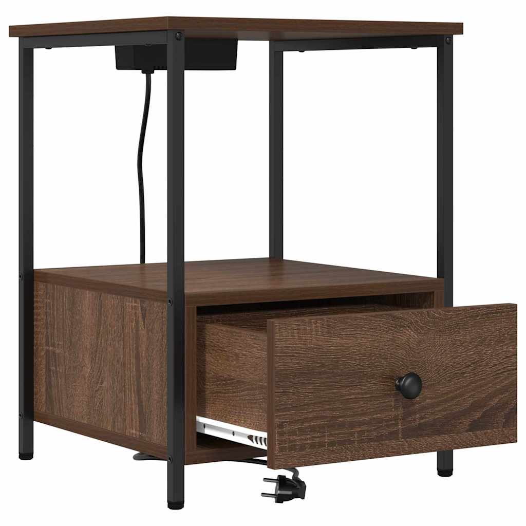 vidaXL Table de chevet 2 pcs Aspect chêne marron 42 x 41 x 56 cm