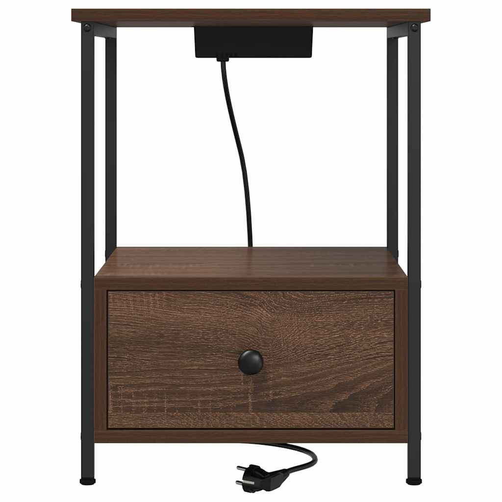 vidaXL Table de chevet 2 pcs Aspect chêne marron 42 x 41 x 56 cm