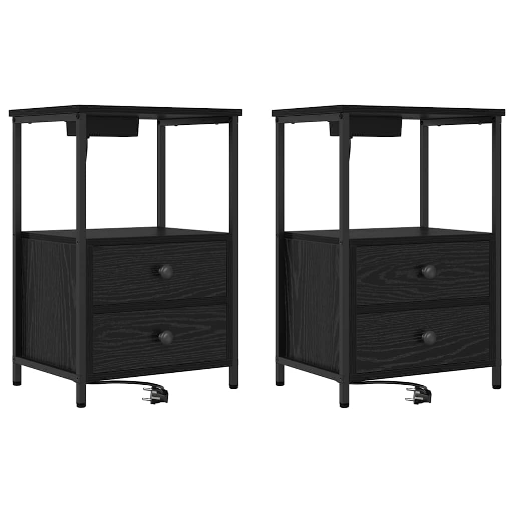 vidaXL Nachttisch 2 pcs Schwarz Eichen-Optik 40 x 31 x 60 cm