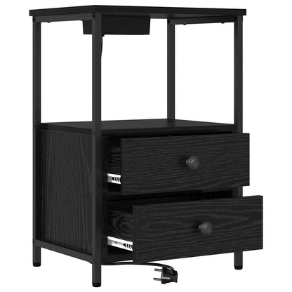 vidaXL Nachttisch 2 pcs Schwarz Eichen-Optik 40 x 31 x 60 cm