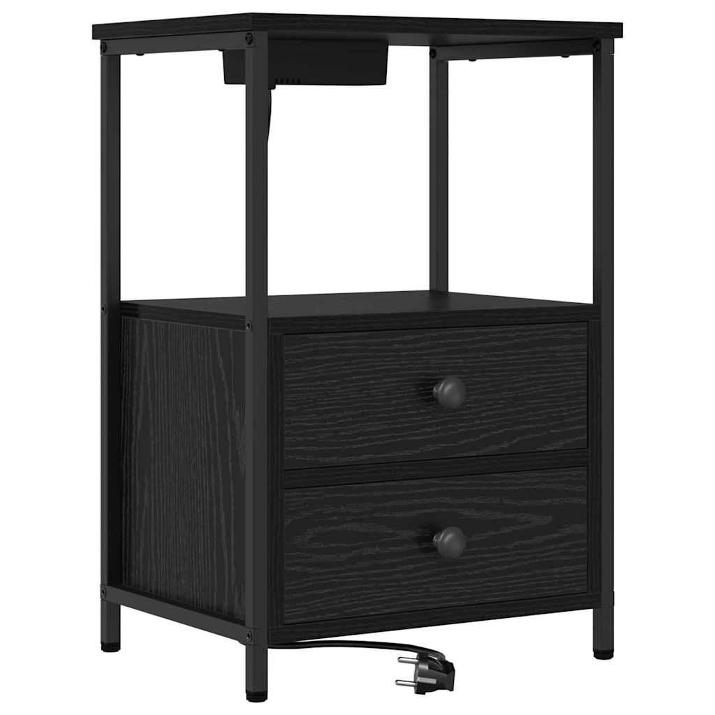 vidaXL Nachttisch 2 pcs Schwarz Eichen-Optik 40 x 31 x 60 cm