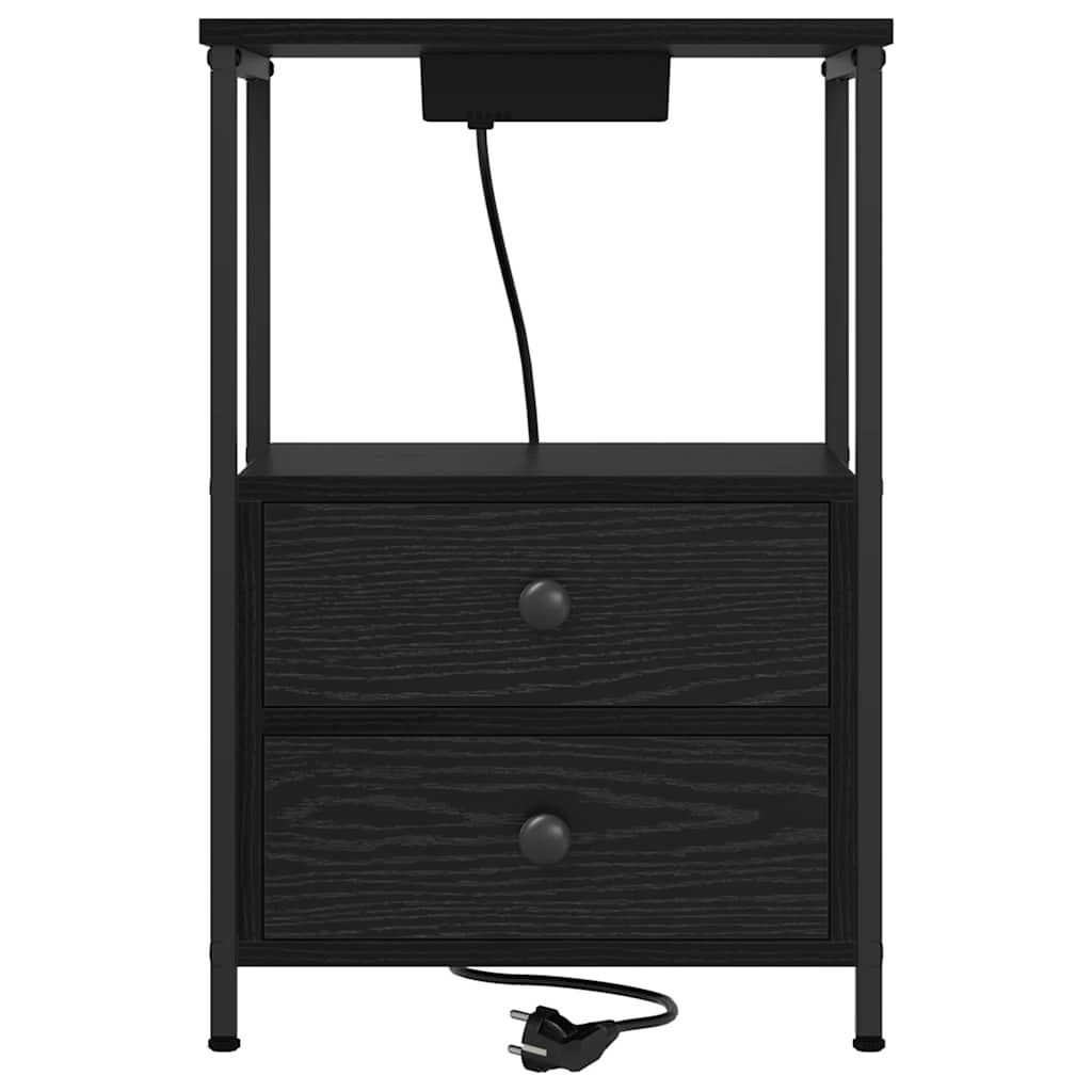 vidaXL Nachttisch 2 pcs Schwarz Eichen-Optik 40 x 31 x 60 cm