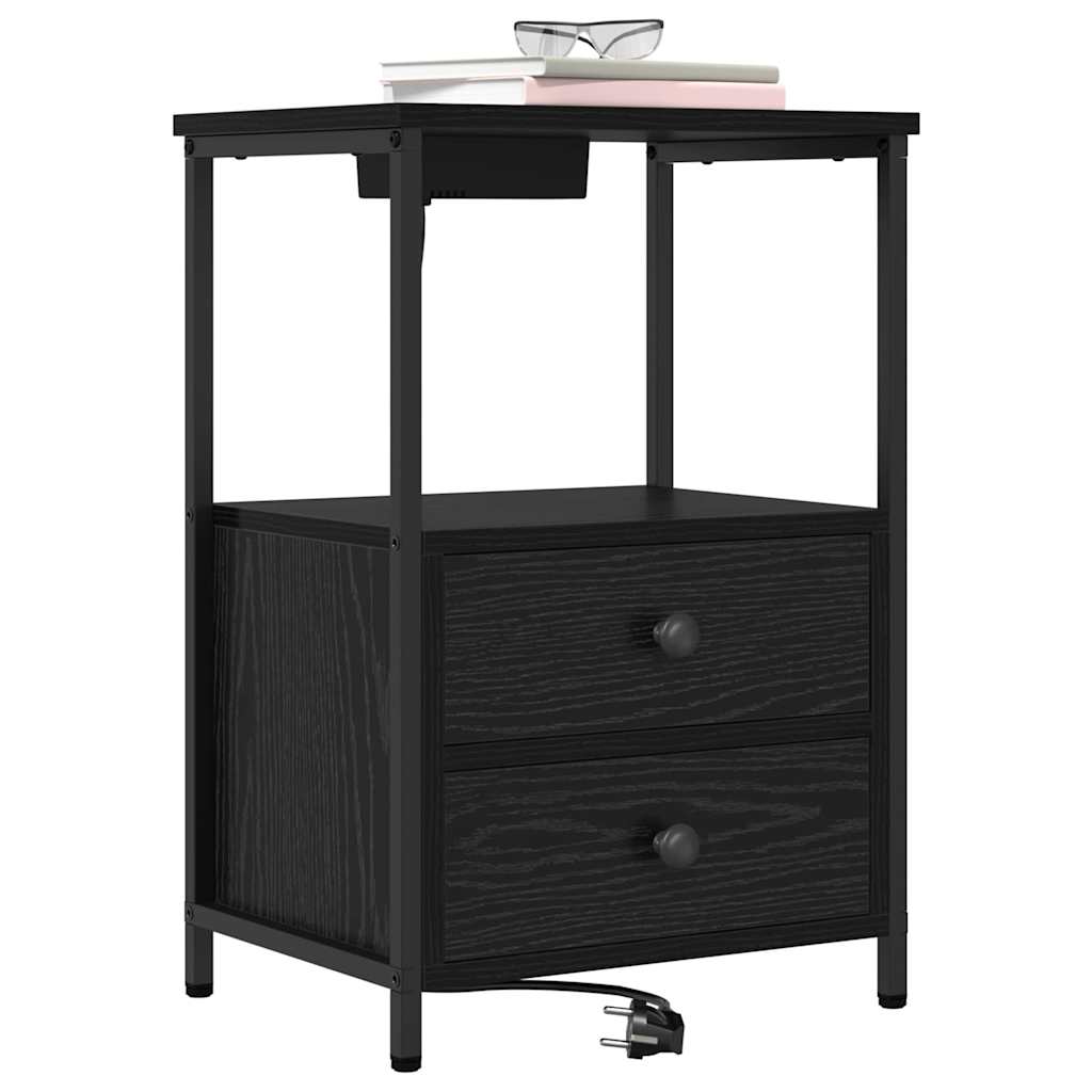 vidaXL Nachttisch 2 pcs Schwarz Eichen-Optik 40 x 31 x 60 cm