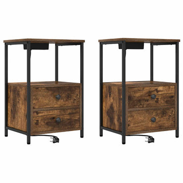 vidaXL Nachttisch mit Speicher 2 pcs Geräucherte Eiche 40 x 31 x 60 cm