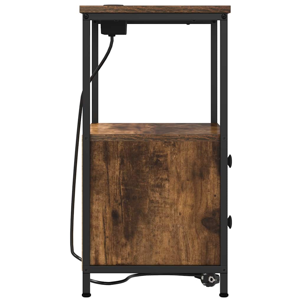 Nachttisch mit Speicher 2 pcs Geräucherte Eiche 40 x 31 x 60 cm