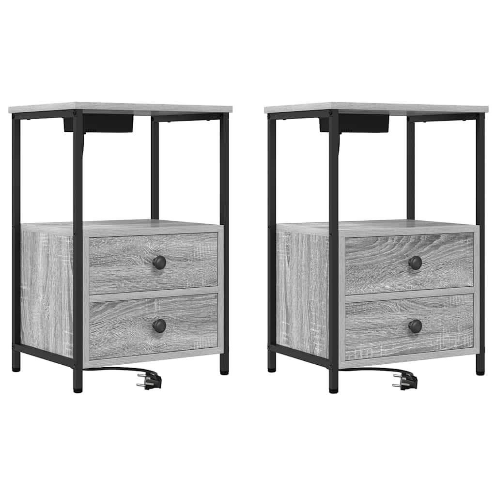 vidaXL Nachttisch 2 pcs Graues Sonoma 40 x 31 x 60 cm Holzwerkstoff