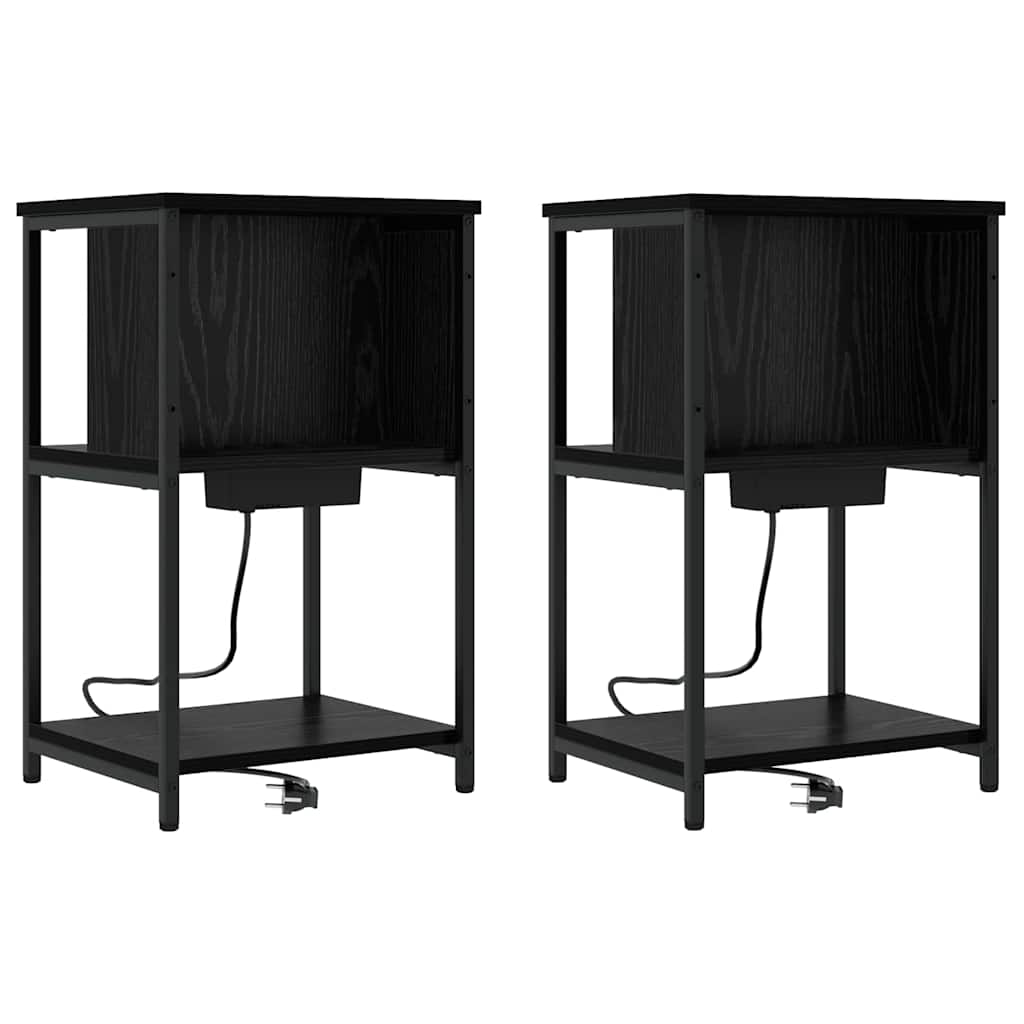 Nachttisch 2 pcs Schwarz Eichen-Optik 38 x 31 x 61 cm