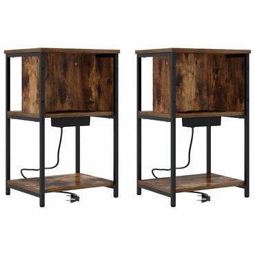 vidaXL Nachttisch 2 pcs Geräucherte Eiche 38 x 31 x 61 cm