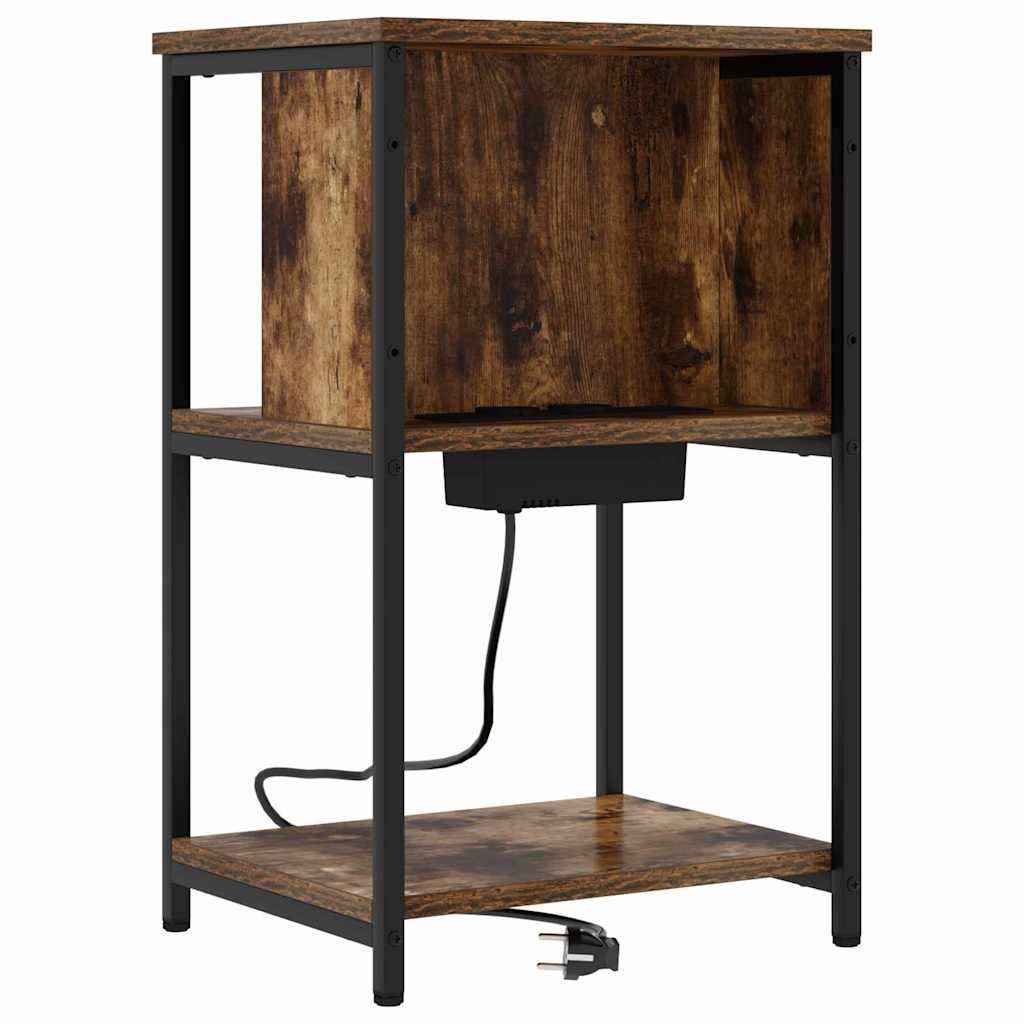 vidaXL Nachttisch 2 pcs Geräucherte Eiche 38 x 31 x 61 cm