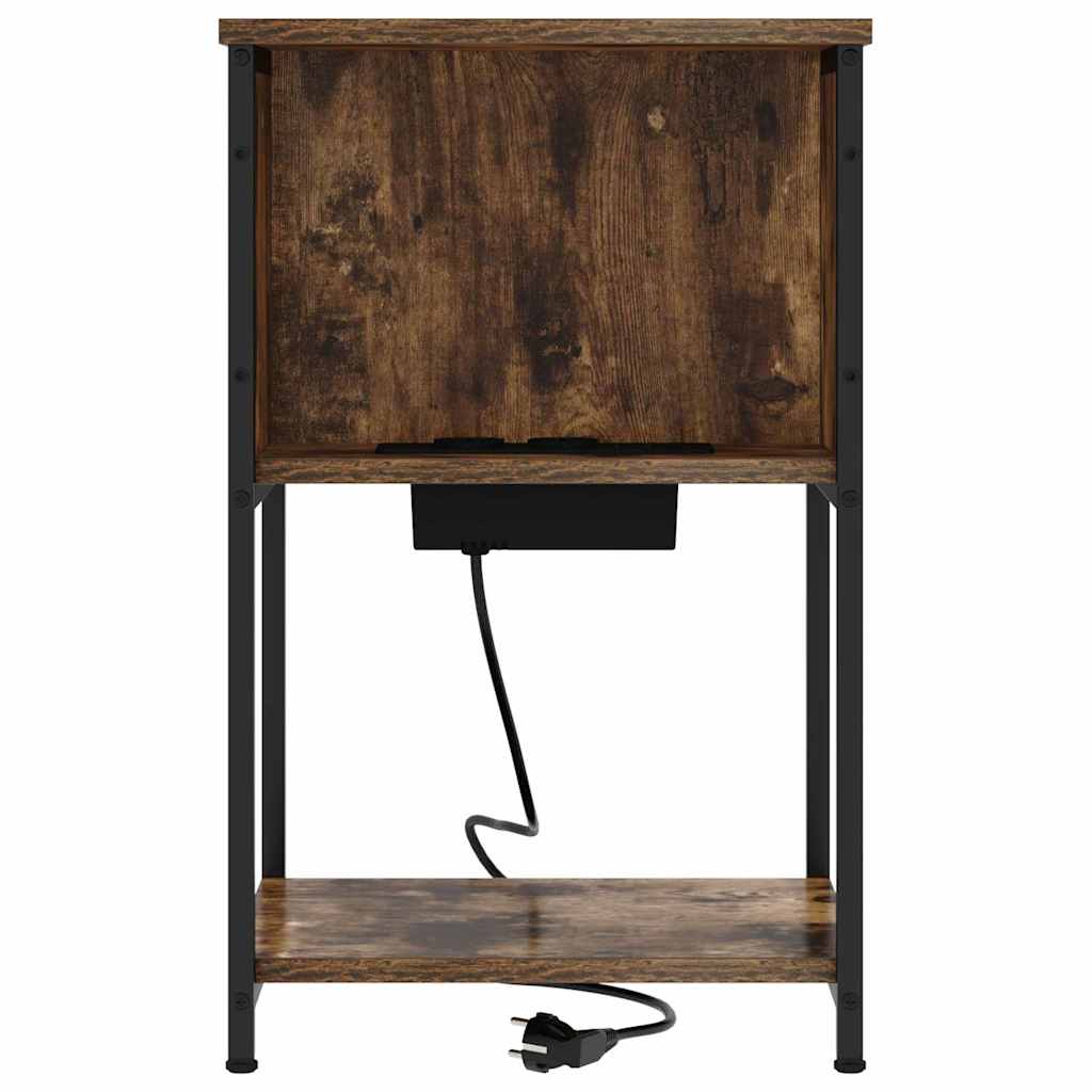 vidaXL Nachttisch 2 pcs Geräucherte Eiche 38 x 31 x 61 cm