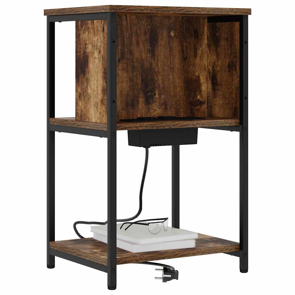 vidaXL Nachttisch 2 pcs Geräucherte Eiche 38 x 31 x 61 cm