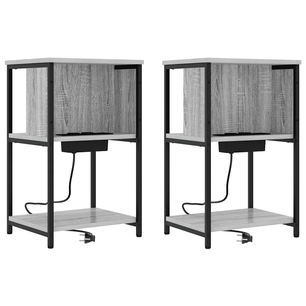vidaXL Nachttisch 2 pcs Graues Sonoma 38 x 31 x 61 cm Holzwerkstoff