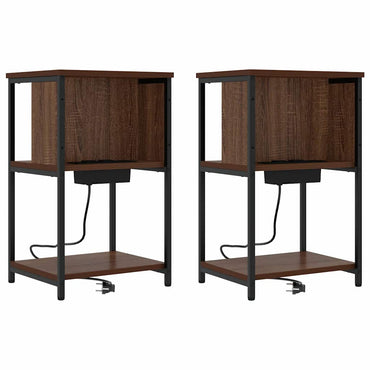 vidaXL Nachttisch 2 pcs Braun Eichen-Optik 38 x 31 x 61 cm