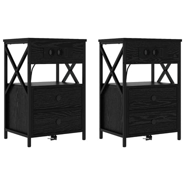 vidaXL Nachttisch 2 pcs Schwarz Eichen-Optik 40 x 31 x 60 cm