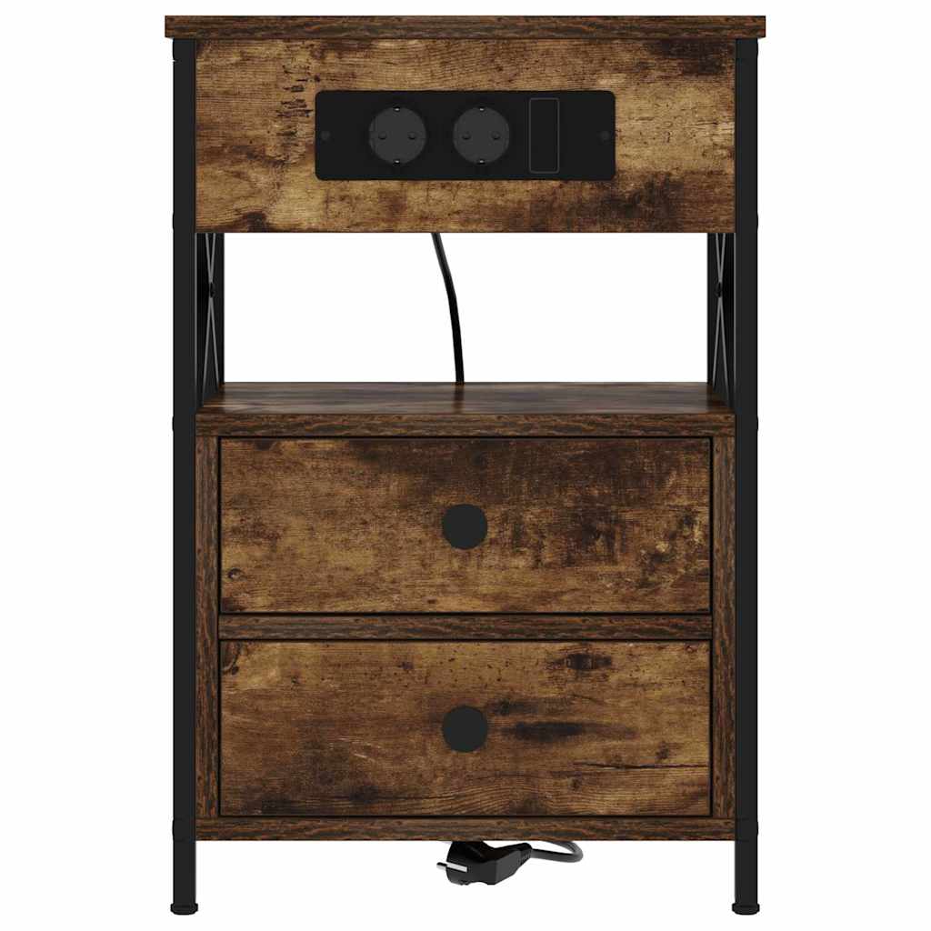 vidaXL Nachttisch 2 pcs Geräucherte Eiche 40 x 31 x 60 cm