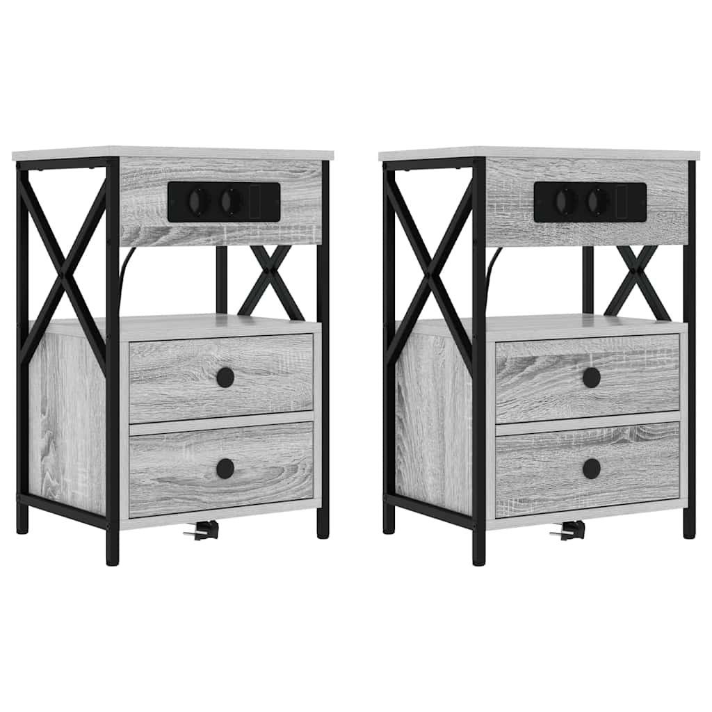vidaXL Nachttisch 2 pcs Graues Sonoma 40 x 31 x 60 cm Holzwerkstoff