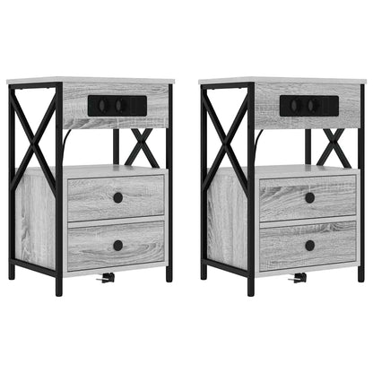 vidaXL Nachttisch 2 pcs Graues Sonoma 40 x 31 x 60 cm Holzwerkstoff