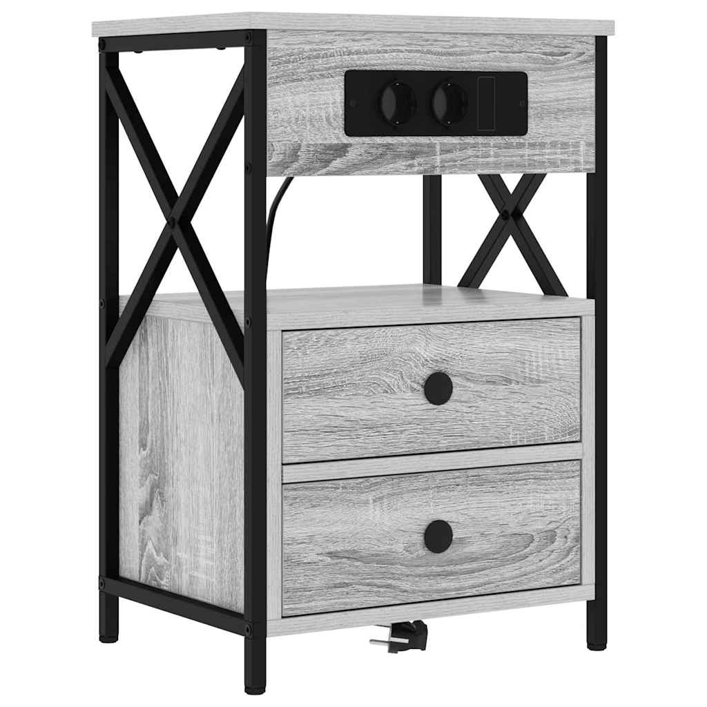 vidaXL Nachttisch 2 pcs Graues Sonoma 40 x 31 x 60 cm Holzwerkstoff