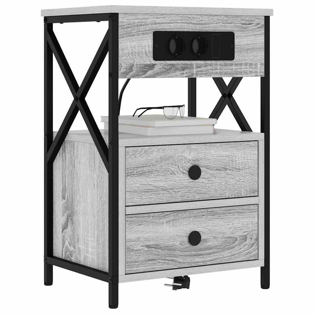 vidaXL Nachttisch 2 pcs Graues Sonoma 40 x 31 x 60 cm Holzwerkstoff