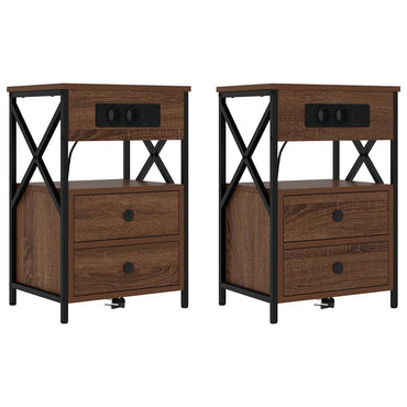 vidaXL Nachttisch 2 pcs Braun Eichen-Optik 40 x 31 x 60 cm