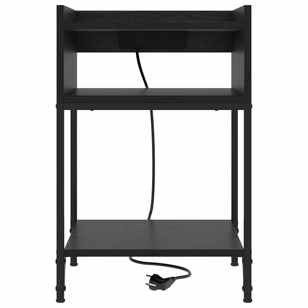 Nachttisch mit Regal 2 pcs Schwarz Eichen-Optik 40 x 40 x 61 cm