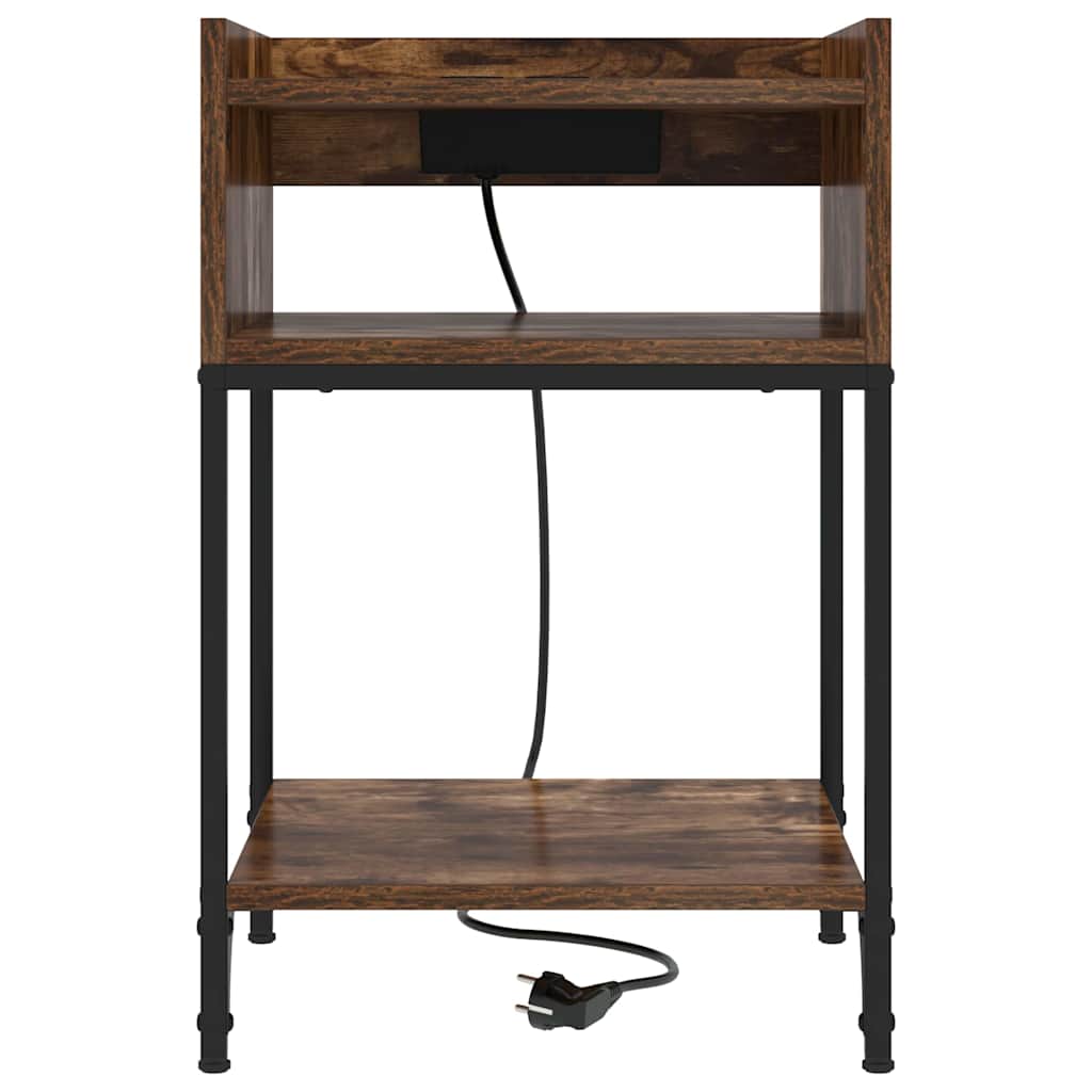 Nachttisch mit Regal 2 pcs Geräucherte Eiche 40 x 40 x 61 cm