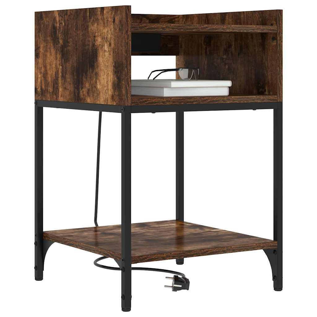 Nachttisch mit Regal 2 pcs Geräucherte Eiche 40 x 40 x 61 cm