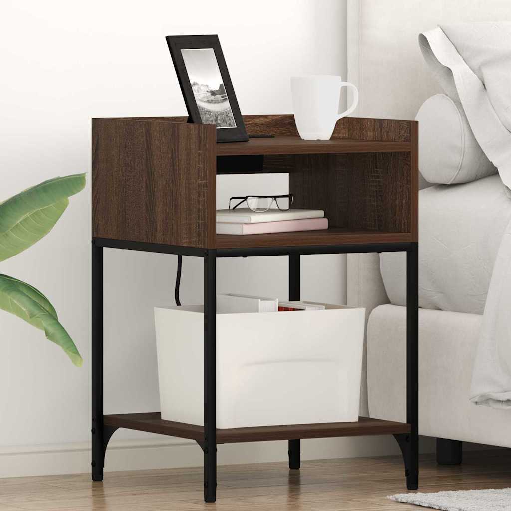 vidaXL Table de chevet avec étagère 2 pcs aspect chêne marron 40 x 40 x 61 cm