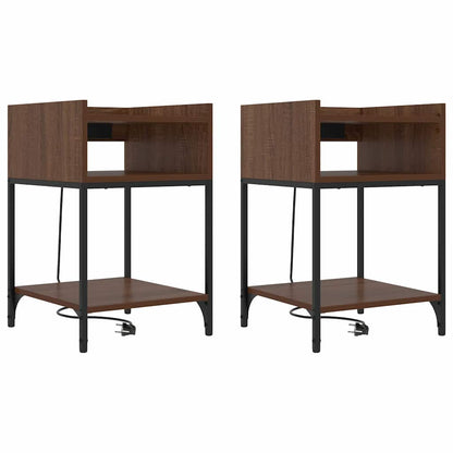 vidaXL Table de chevet avec étagère 2 pcs aspect chêne marron 40 x 40 x 61 cm