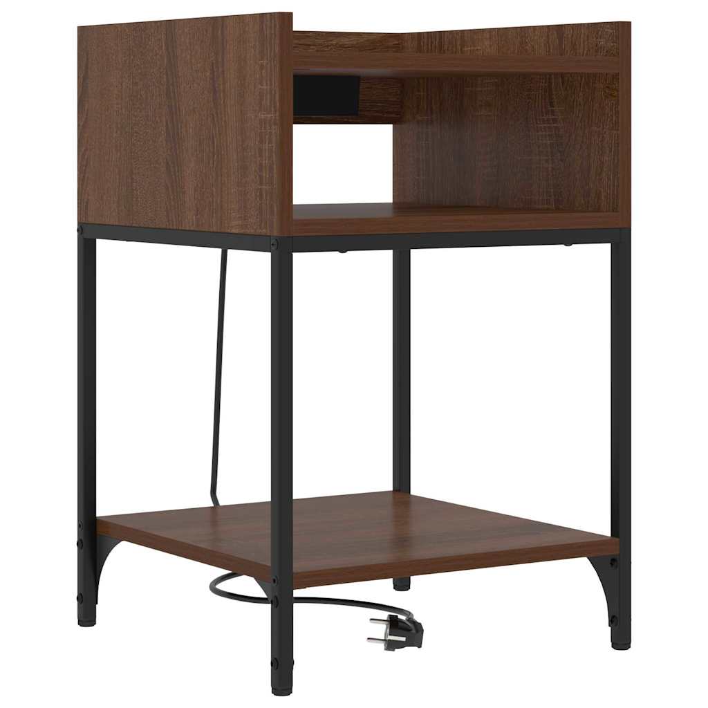 vidaXL Table de chevet avec étagère 2 pcs aspect chêne marron 40 x 40 x 61 cm