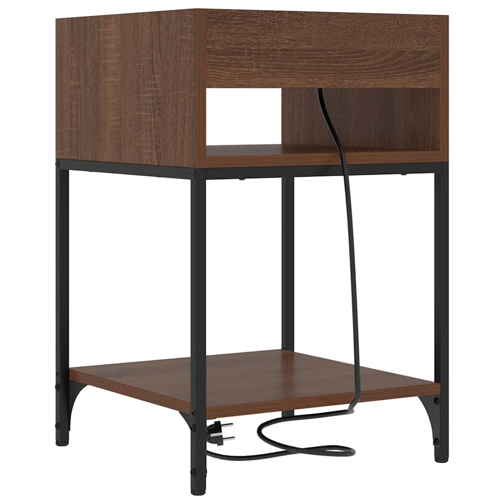 vidaXL Table de chevet avec étagère 2 pcs aspect chêne marron 40 x 40 x 61 cm