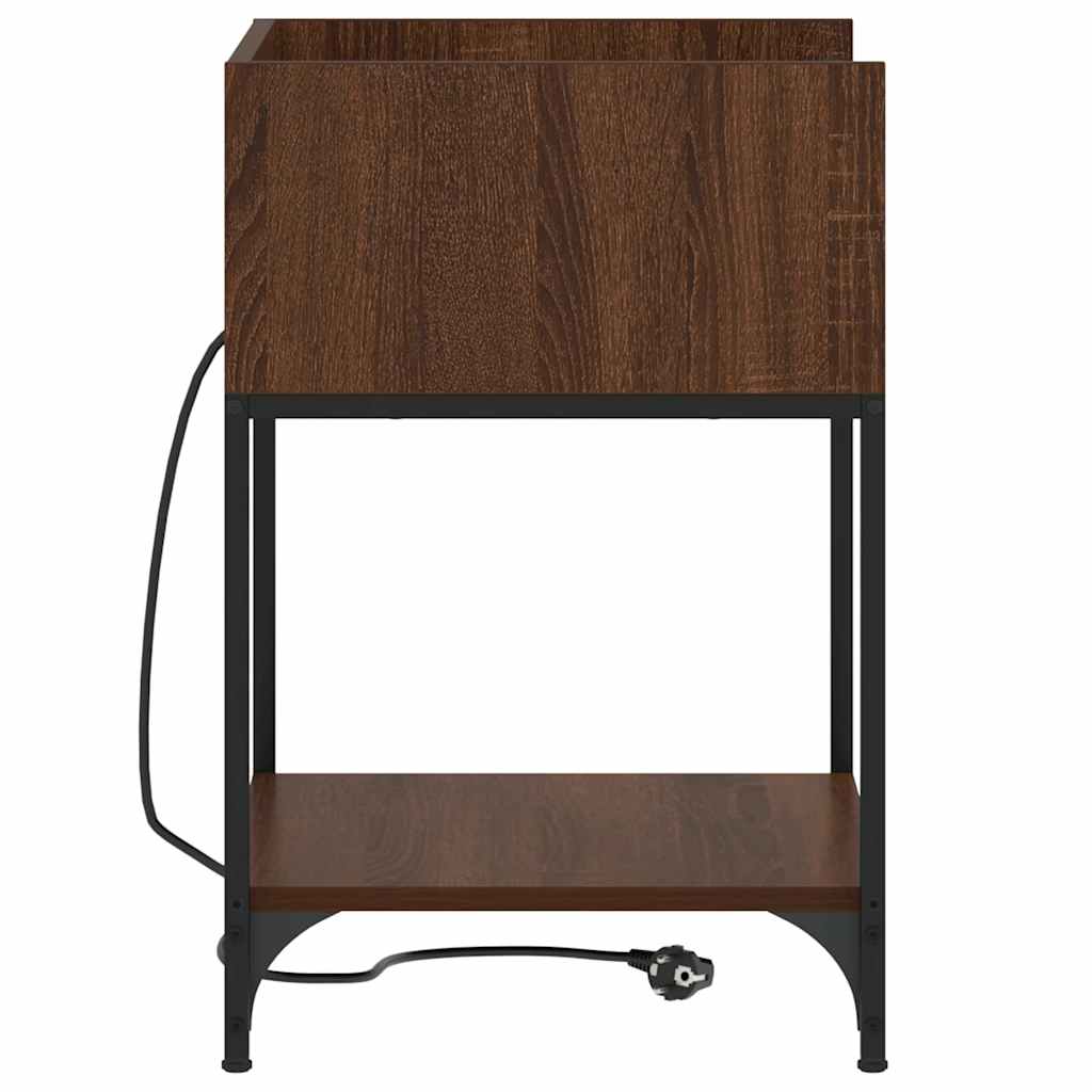 vidaXL Table de chevet avec étagère 2 pcs aspect chêne marron 40 x 40 x 61 cm