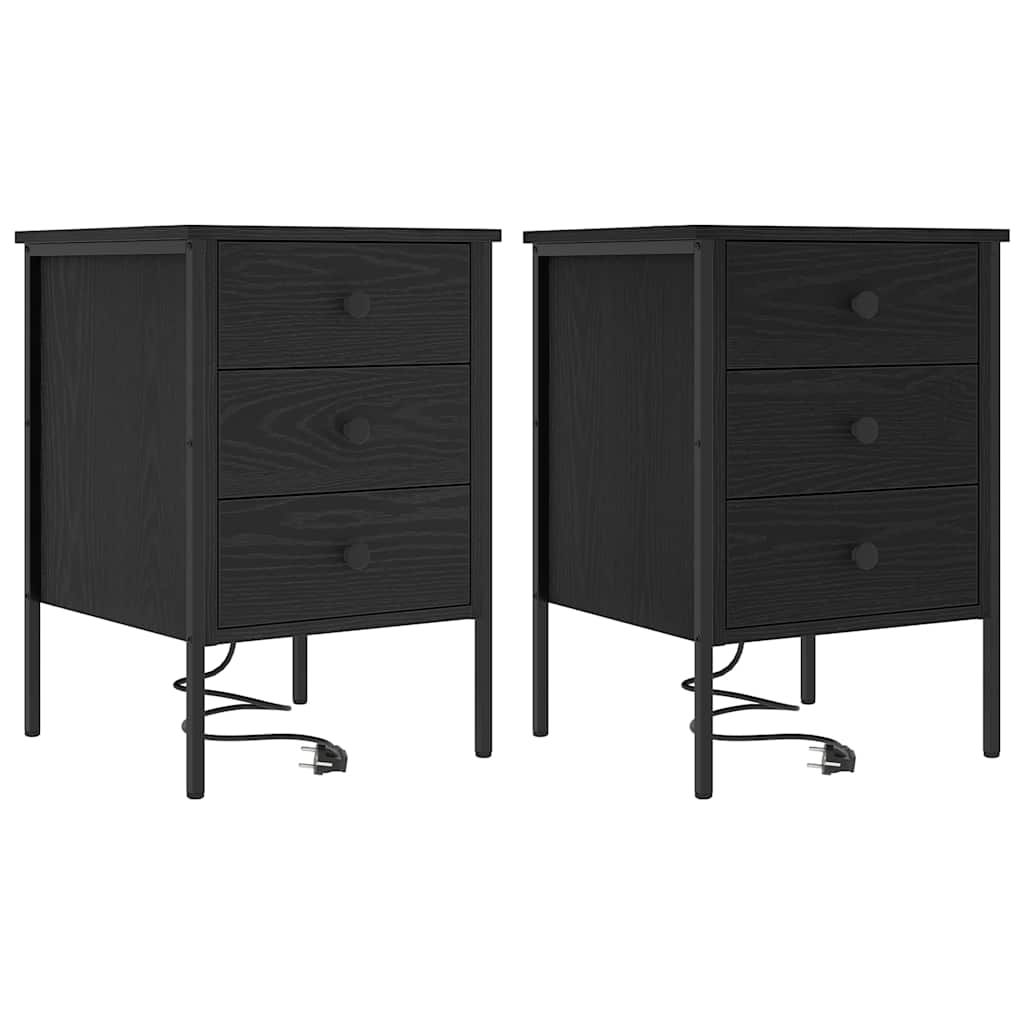 vidaXL Nachttisch 2 pcs Schwarz Eichen-Optik 42 x 41 x 61 cm