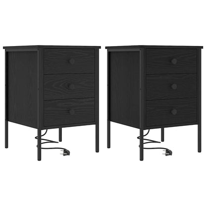 vidaXL Nachttisch 2 pcs Schwarz Eichen-Optik 42 x 41 x 61 cm
